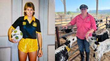 Amanda George then vs now, alongside three-week-old cattle at her workplace Platts Dairy in Quaama on the NSW Far South Coast. Picture by James Parker