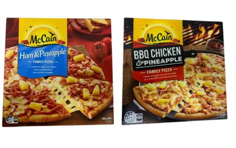 The two types of McCain pizzas affected by the recall. Picture supplied