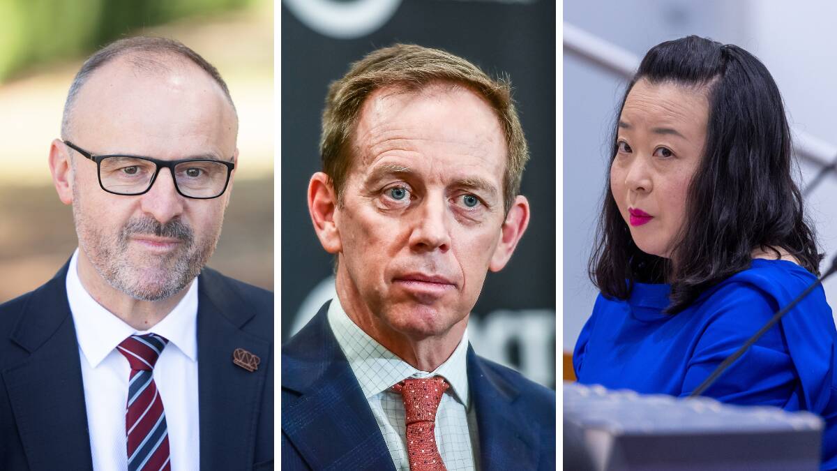 Chief Minister Andrew Barr, Greens leader Shane Rattenbury and Opposition Leader Elizabeth Lee. Pictures by Sitthixay Ditthavong, Karleen Minney, Gary Ramage 