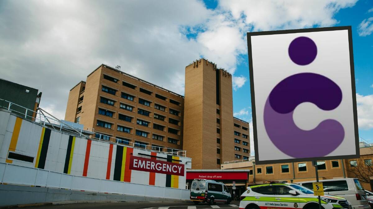 A new logo (inset) will appear across Canberra Hospital and other Canberra Health Services facilities. Picture by Dion Georgopoulos, supplied 