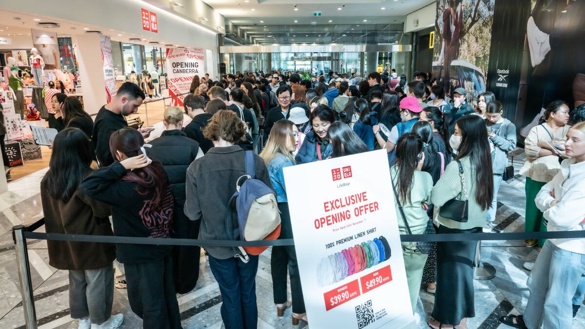 Lines outside UNIQLO when it first opened its doors on Thursday. Picture by Karleen Minney.